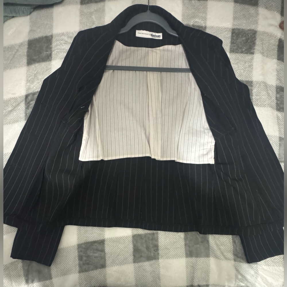 Necessary Objects Black Striped Blazer - image 8